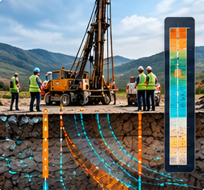 Exploration drill rig and geological log concept