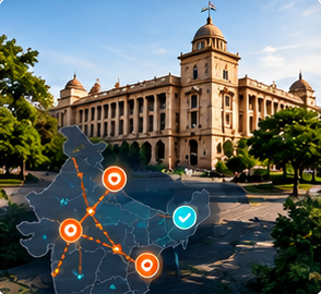 Government building and connected department locations